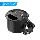 Concentrador multifunción con toma de corriente para escritorio ORICO DESK-2U1C